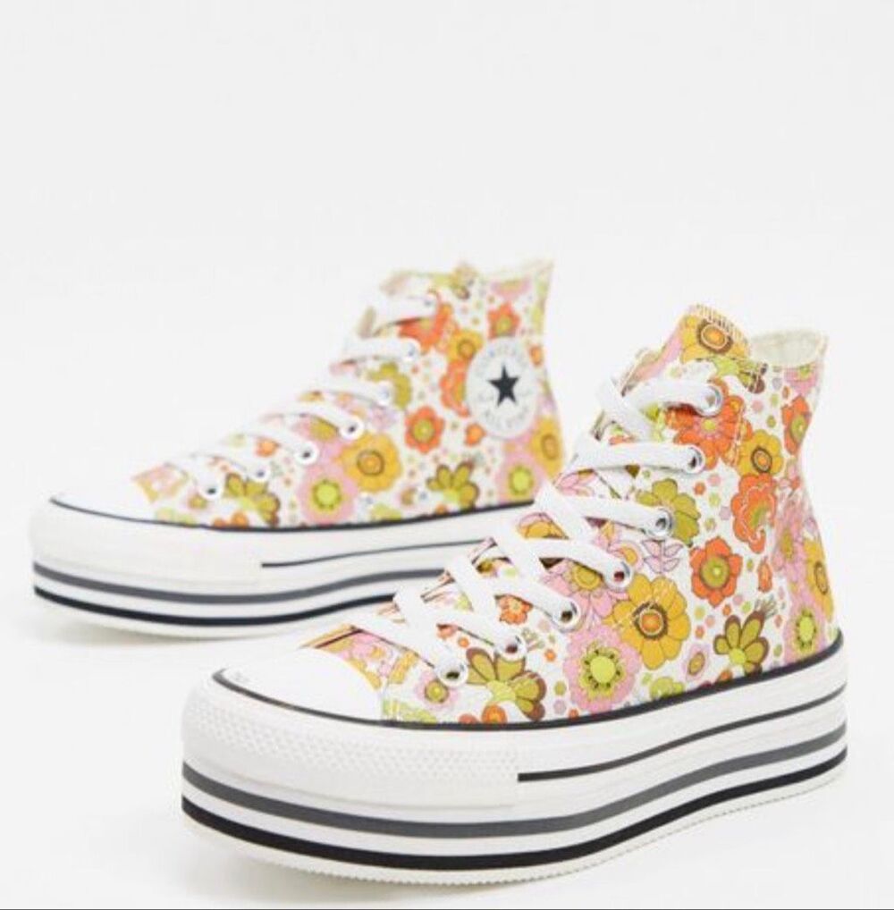 Converse Chuck Taylor All Star Unite Floral Platform Sneakers Size 7 - Picture 1 of 8